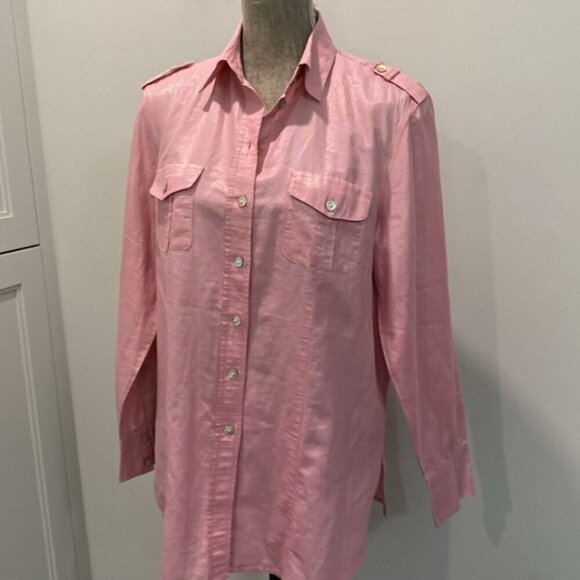 Allison Daley Pink Button Down Shirt size 10 - Picture 14 of 16